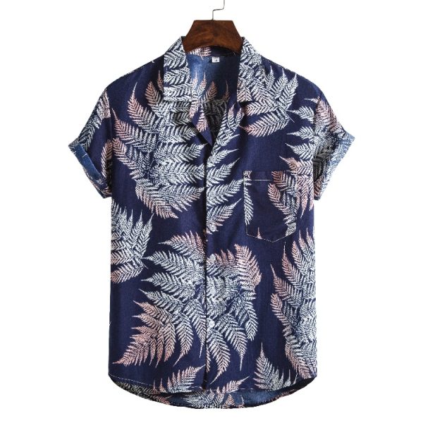 Men Short sleeved beach shirts men New printed T shirt - Image 3