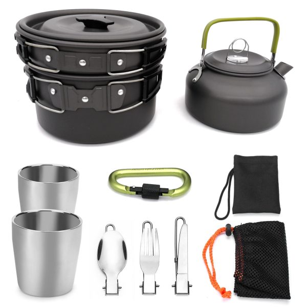 Outdoor Camping Cookware Travel Tableware Cutlery Utensils Hiking Picnic Camping Cookware Set - Image 8