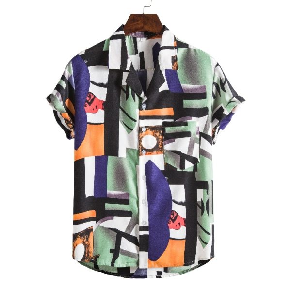 Men Short sleeved beach shirts men New printed T shirt - Image 8
