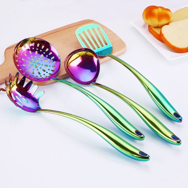 Rainbow Kitchen Tools Cooking Utensils Restaurant Cookware Kitchenware Set Soup Ladle Colander Spoon Slotted  Turner - Image 4