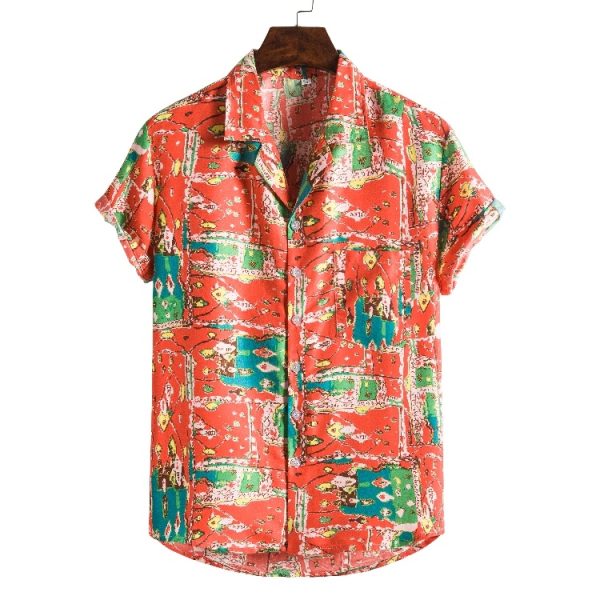 Men Short sleeved beach shirts men New printed T shirt - Image 7