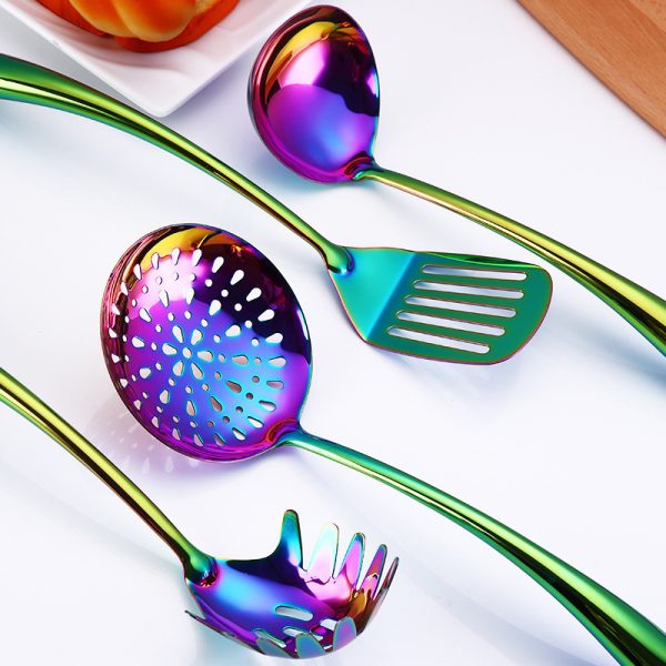 Rainbow Kitchen Tools Cooking Utensils Restaurant Cookware Kitchenware Set Soup Ladle Colander Spoon Slotted  Turner - Image 9