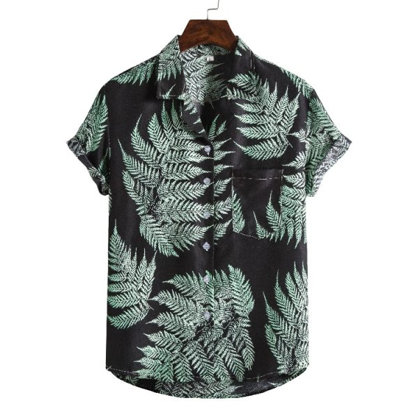 Men Short sleeved beach shirts men New printed T shirt - Image 9