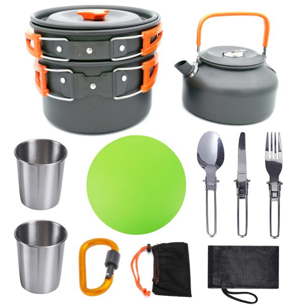 Outdoor Camping Cookware Travel Tableware Cutlery Utensils Hiking Picnic Camping Cookware Set - Image 9