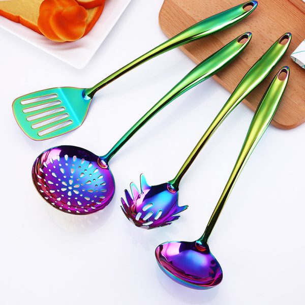 Rainbow Kitchen Tools Cooking Utensils Restaurant Cookware Kitchenware Set Soup Ladle Colander Spoon Slotted  Turner - Image 10